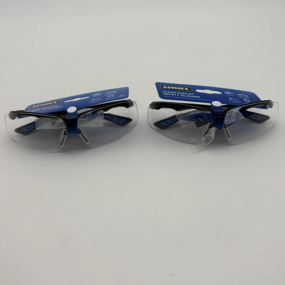 Lot 2 HART Clear Flex-Fit Safety Glasses Anti-Fog Ear Protection‎ UV ANSI Z87.1